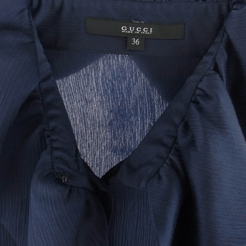 GUCCI グッチ 300585 シルク100% ブラウス シャツ ブルー系 36【中古】