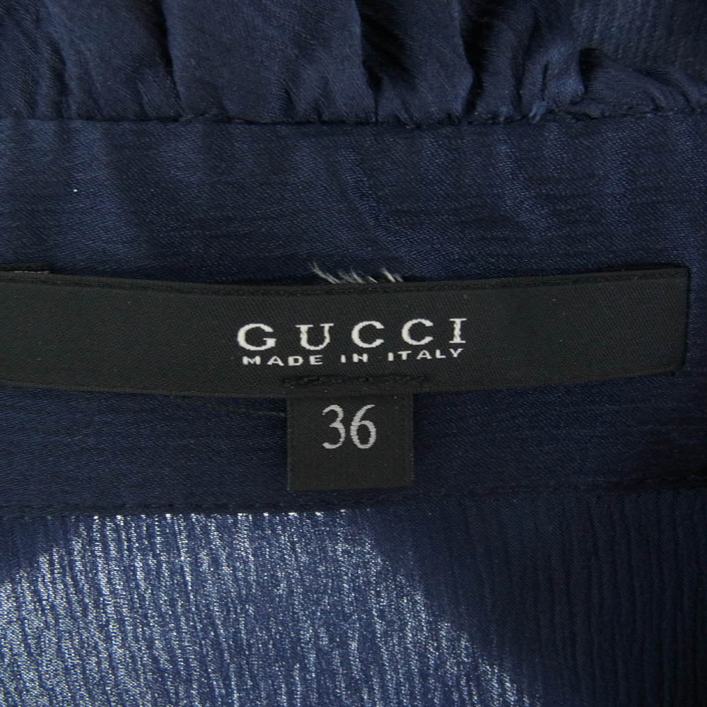 GUCCI グッチ 300585 シルク100% ブラウス シャツ ブルー系 36【中古】