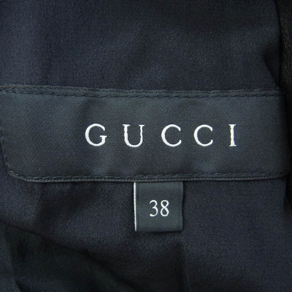 GUCCI グッチ 353509 レザー切り替え プリーツ ジャケット ブラック系【中古】