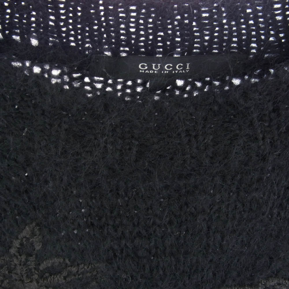 GUCCI グッチ 327520 モヘア シルク 刺繍 ニット ブラック系【中古】