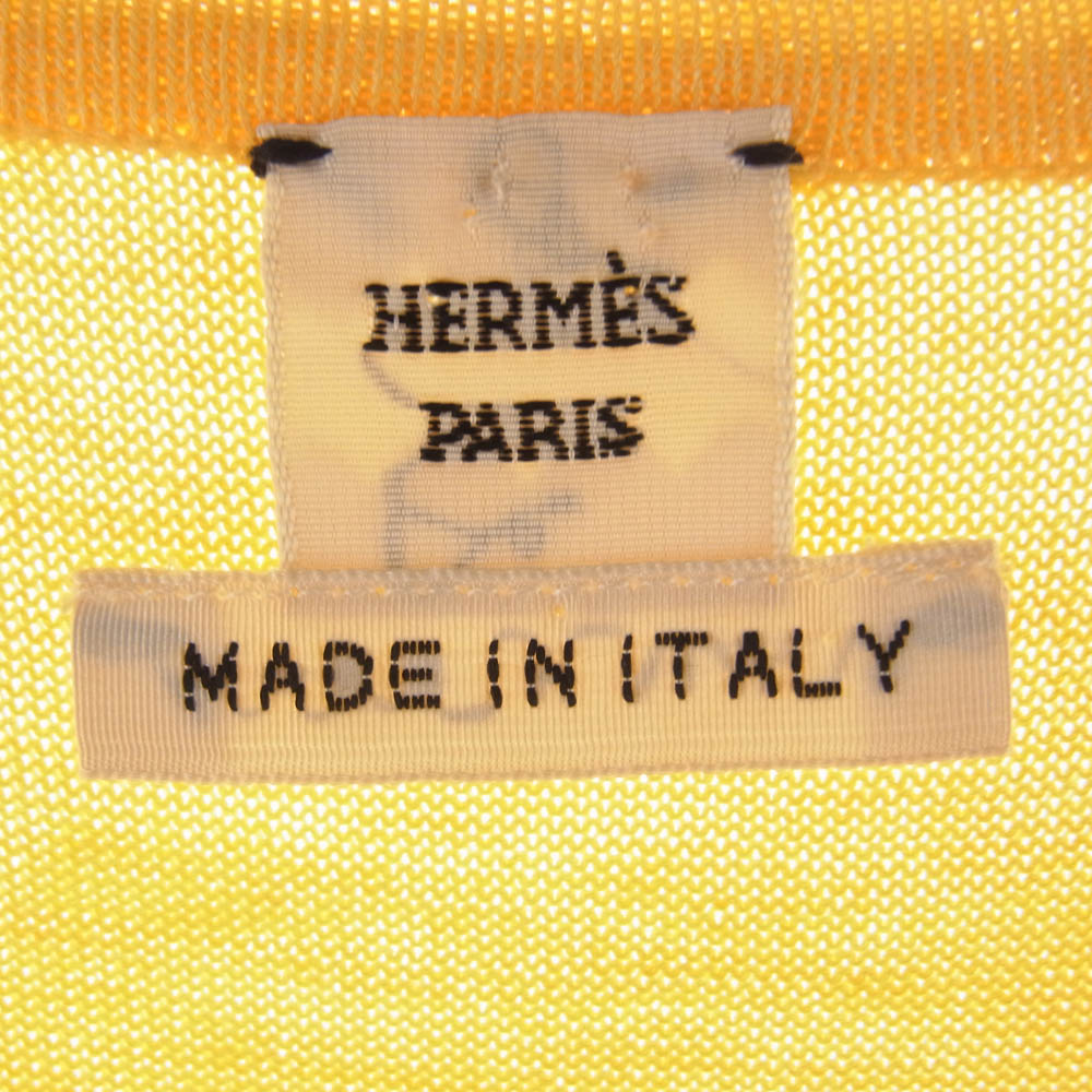HERMES エルメス シルク混 ニット カットソー トップス イエロー系 34【中古】