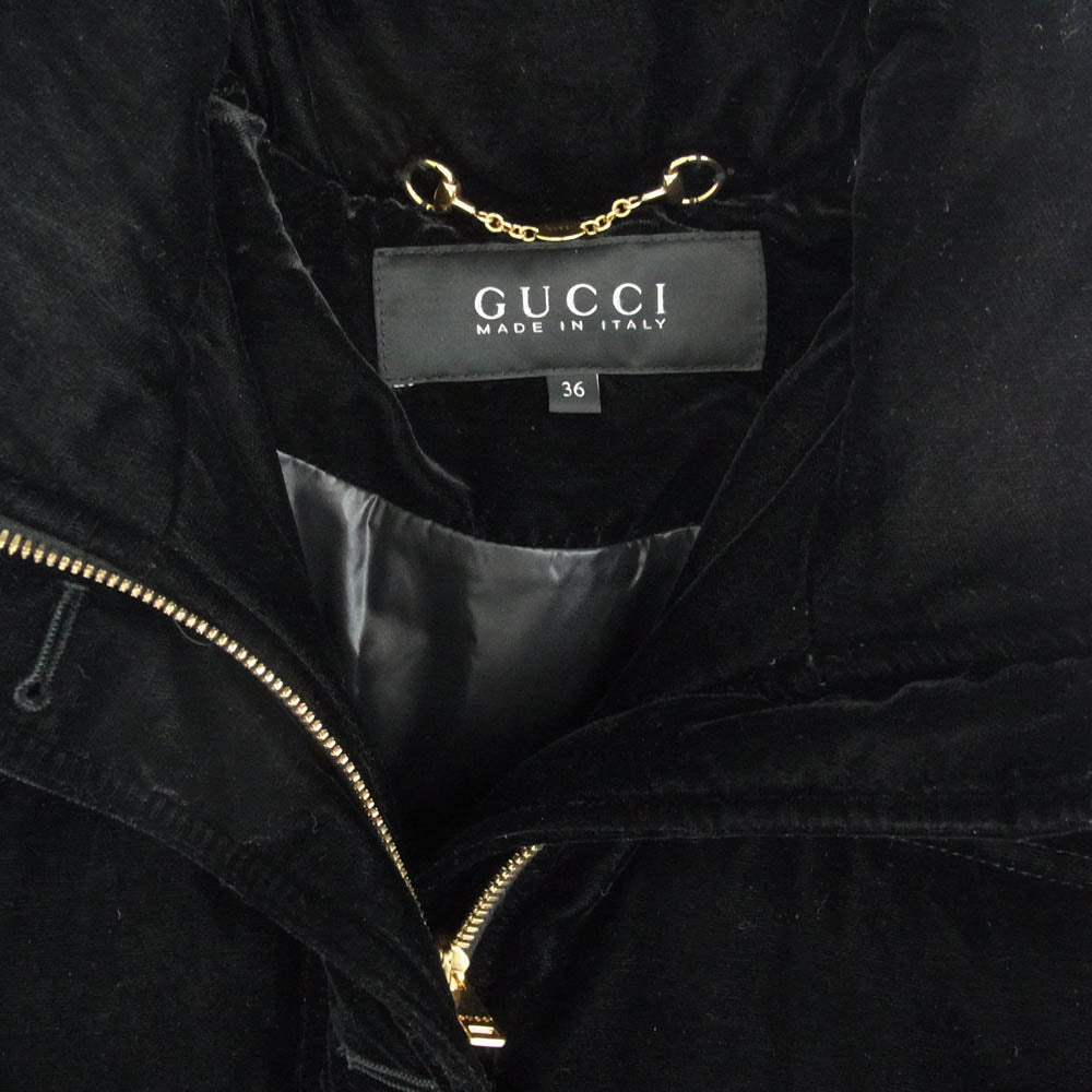 GUCCI グッチ 297651 シルク混 レーヨン ダウン ジャケット ブラック系 36【中古】
