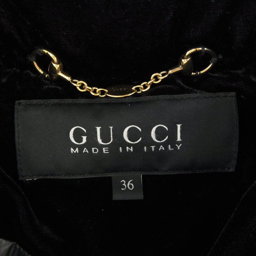GUCCI グッチ 297651 シルク混 レーヨン ダウン ジャケット ブラック系 36【中古】