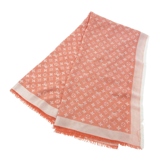 LOUIS VUITTON ルイ・ヴィトン 401910 シルク ウール ストール ショール オレンジ系【中古】