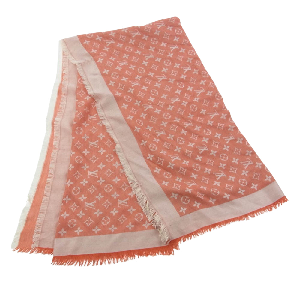 LOUIS VUITTON ルイ・ヴィトン 401910 シルク ウール ストール ショール オレンジ系【中古】