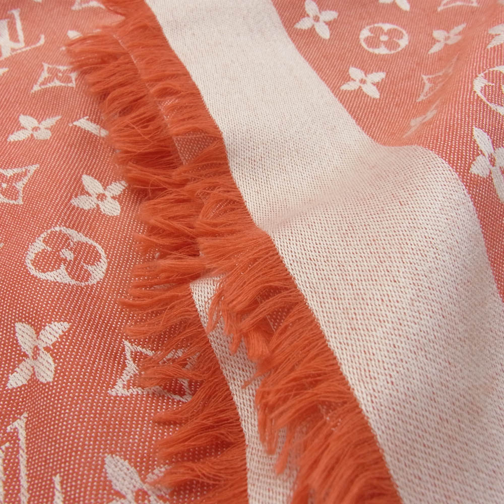 LOUIS VUITTON ルイ・ヴィトン 401910 シルク ウール ストール ショール オレンジ系【中古】