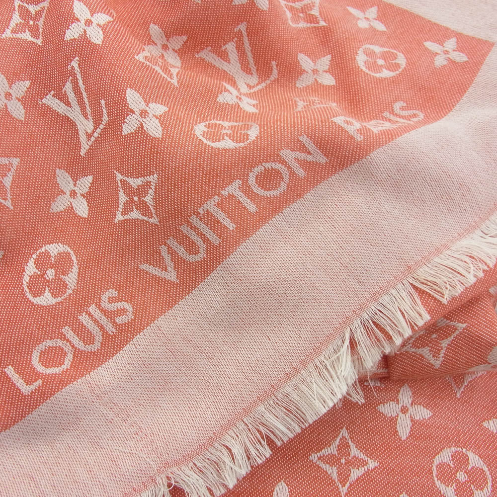 LOUIS VUITTON ルイ・ヴィトン 401910 シルク ウール ストール ショール オレンジ系【中古】