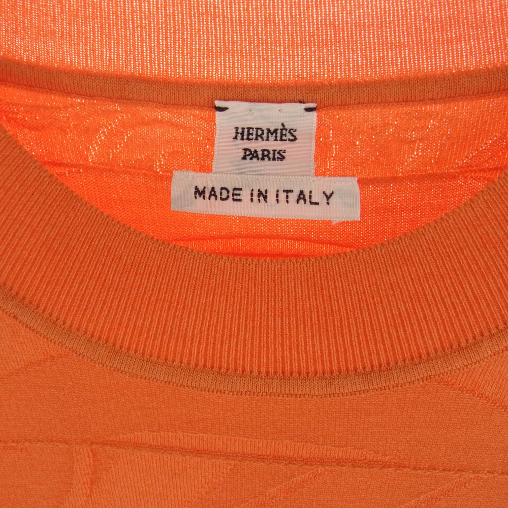 HERMES エルメス シルク混 半袖 カットソー トップス オレンジ系 38【中古】
