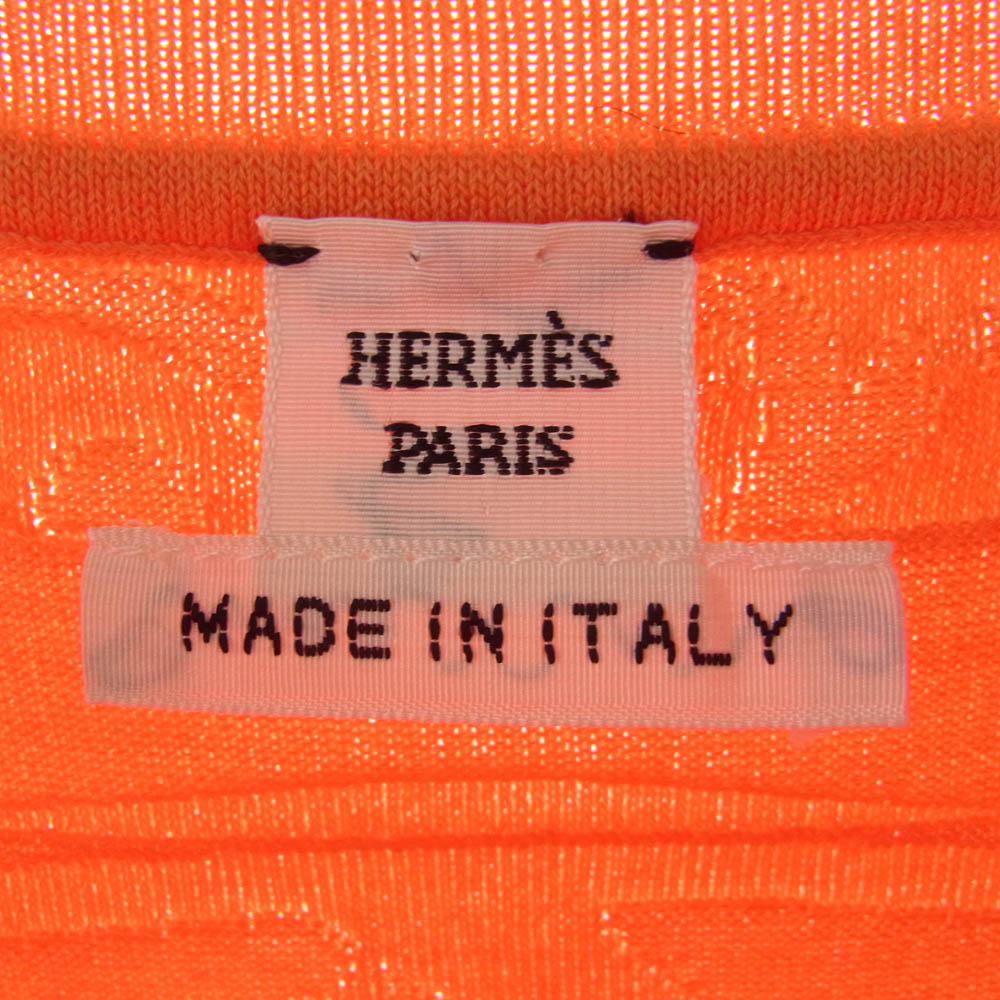 HERMES エルメス シルク混 半袖 カットソー トップス オレンジ系 38【中古】