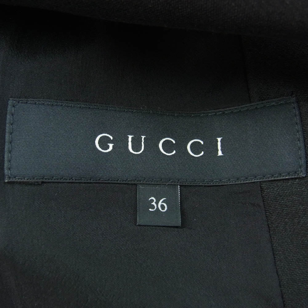 GUCCI グッチ 354789 シルク混 コットン ストライプ テーラード ジャケット ブラック系【中古】