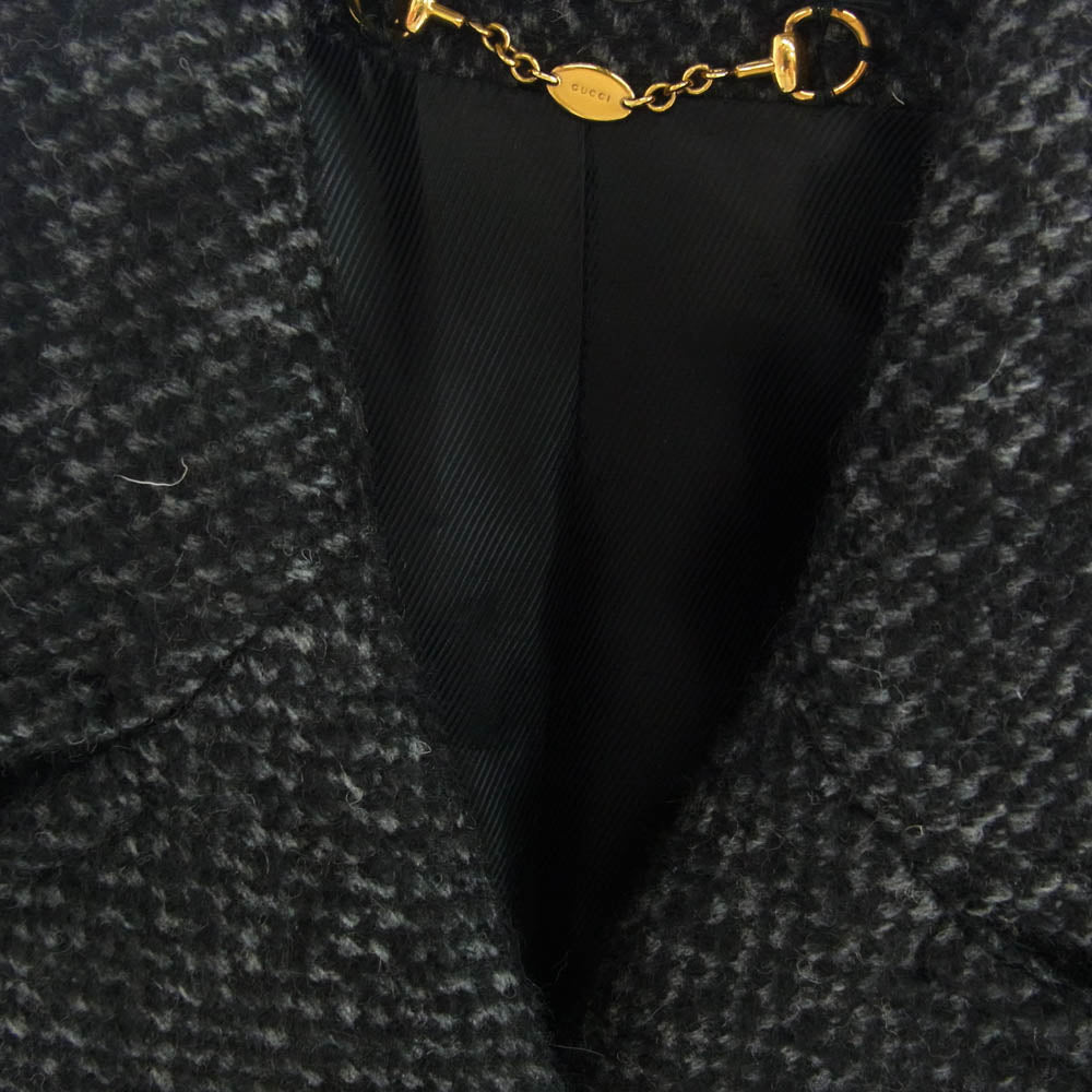 GUCCI グッチ 297076 アルパカ混 ウール コート ブラック系 36【中古】