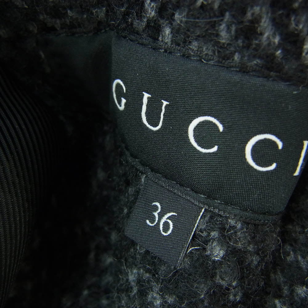 GUCCI グッチ 297076 アルパカ混 ウール コート ブラック系 36【中古】