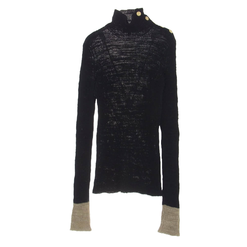 CHANEL シャネル P54422K07098 金ボタン ハイネック アルパカ混 ニット ブラック系 34【中古】