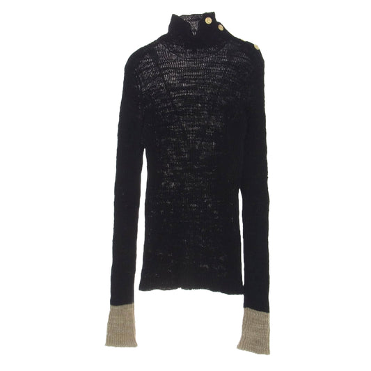 CHANEL シャネル P54422K07098 金ボタン ハイネック アルパカ混 ニット ブラック系 34【中古】