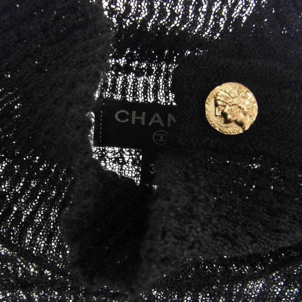 CHANEL シャネル P54422K07098 金ボタン ハイネック アルパカ混 ニット ブラック系 34【中古】