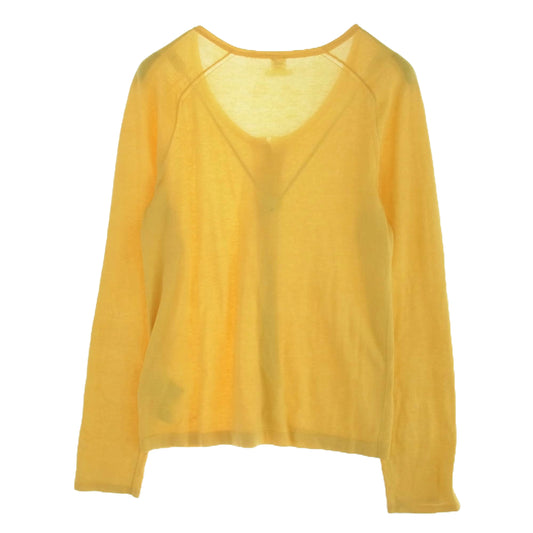 HERMES エルメス シルク混 コットン ニット カーディガン イエロー系 34【中古】