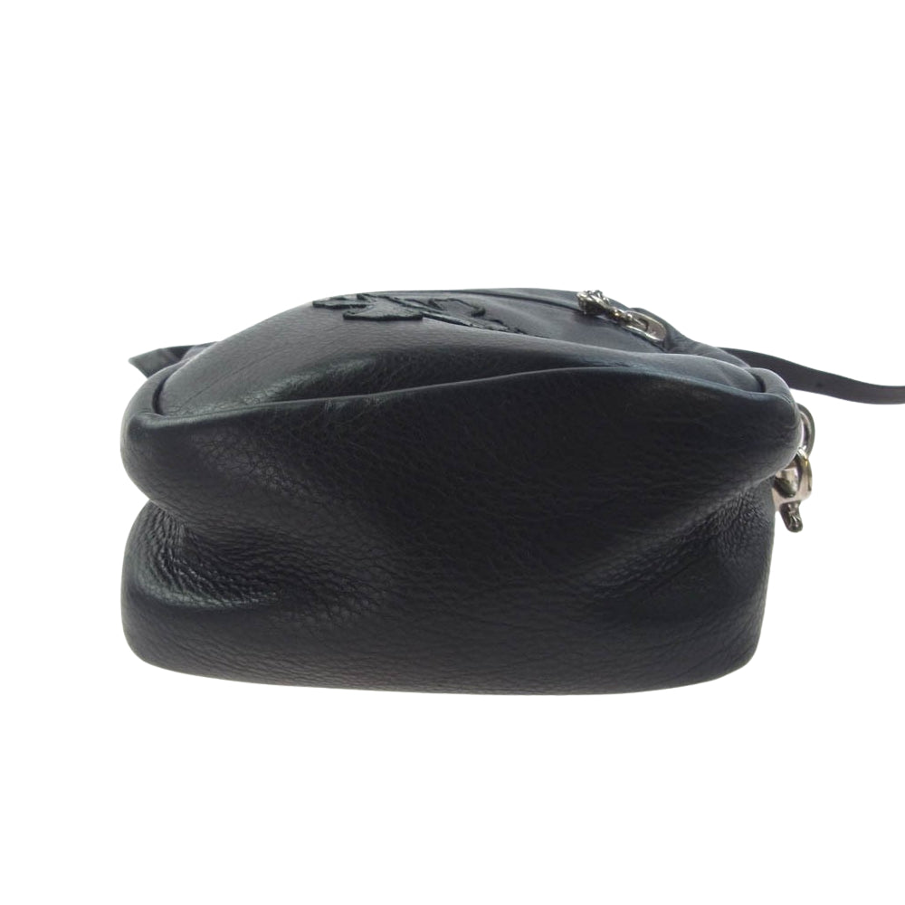 CHROME HEARTS クロムハーツ（原本無） Taka Mini タカ ミニ オールレザー セメタリークロスパッチ ショルダーバッグ ブラック系【中古】
