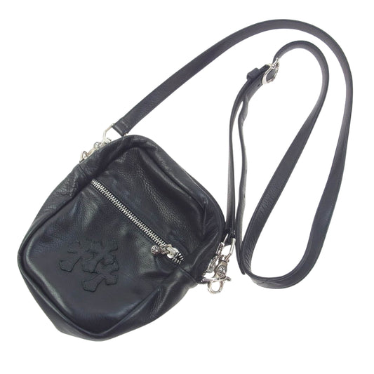 CHROME HEARTS クロムハーツ（原本無） Taka Mini タカ ミニ オールレザー セメタリークロスパッチ ショルダーバッグ ブラック系【中古】