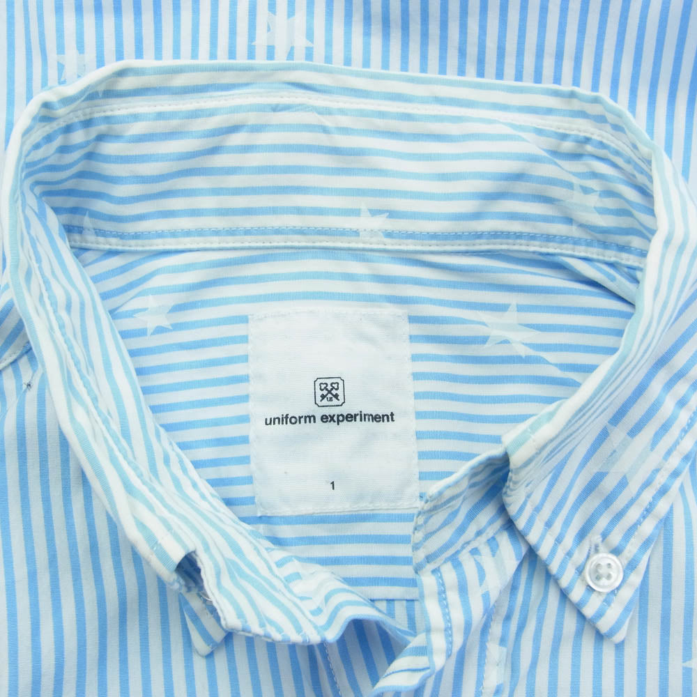 uniform experiment ユニフォームエクスペリメント UE-101019 スター ストライプ ボタンダウン 長袖シャツ ブルー系 ホワイト系 1【中古】
