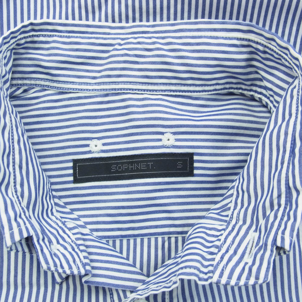 SOPHNET. ソフネット SOPH-160004 SIDE TAPE LINE B.D SHIRT サイドテープ カモフラ ストライプ ボタンダウン 長袖シャツ ブルー系 S【中古】