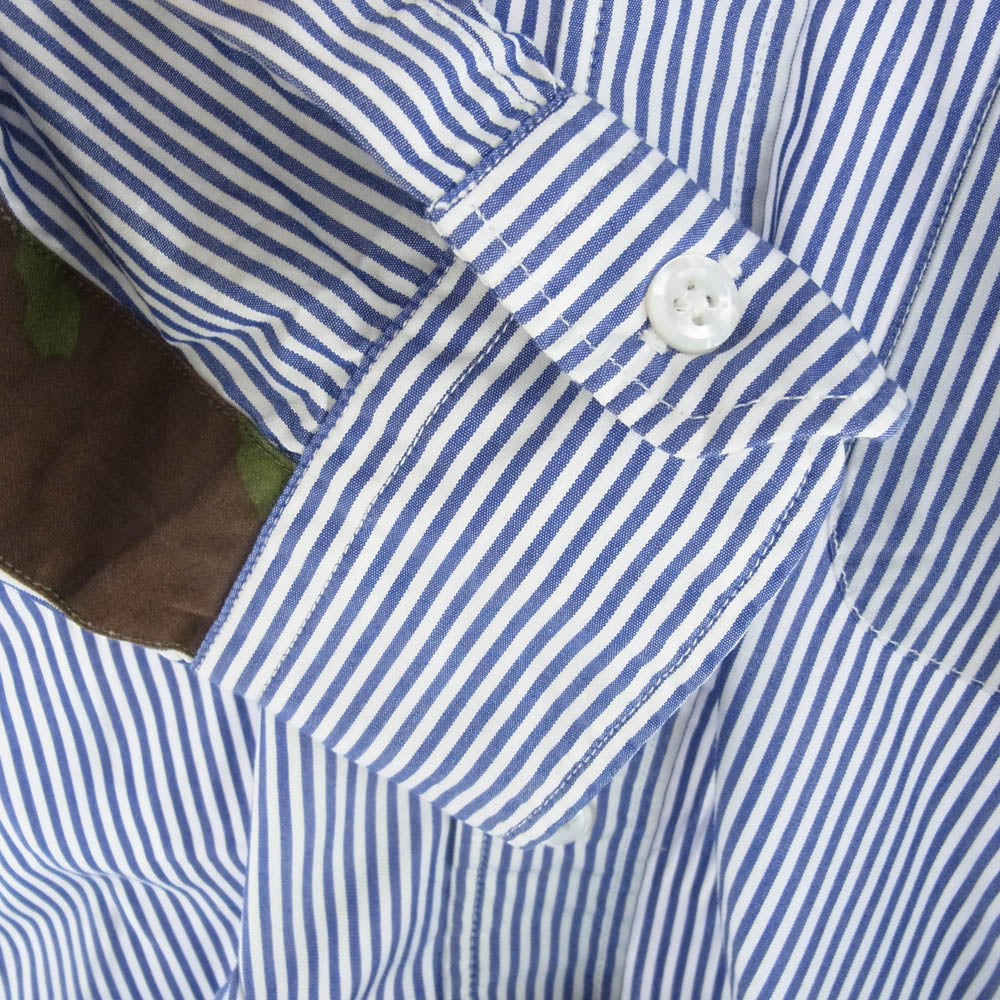 SOPHNET. ソフネット SOPH-160004 SIDE TAPE LINE B.D SHIRT サイドテープ カモフラ ストライプ ボタンダウン 長袖シャツ ブルー系 S【中古】