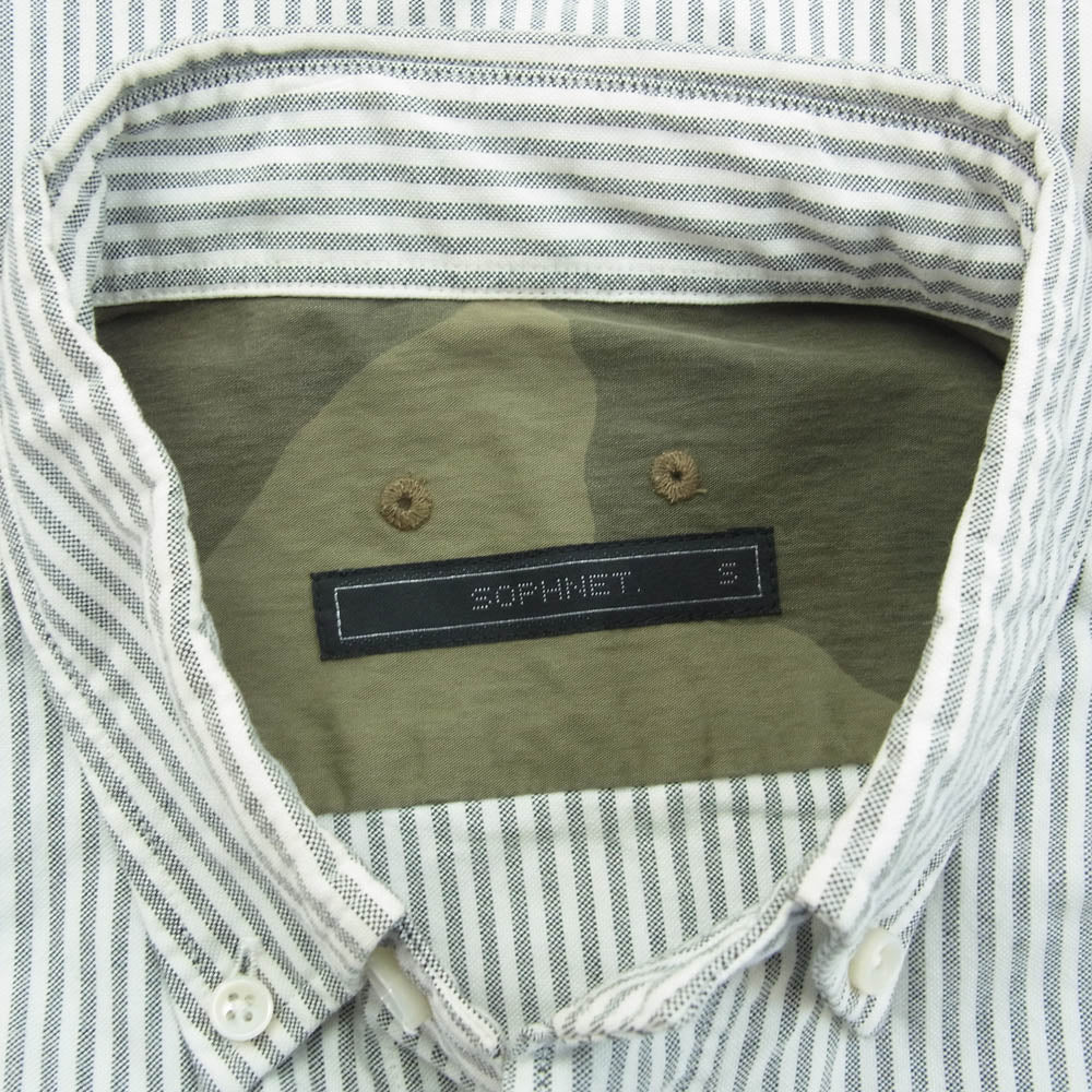 SOPHNET. ソフネット SOPH-112063 CAMOFULAGE PANEL B.D SHIRT カモフラ ストライプ ボタンダウン 長袖シャツ グレー系 S【中古】