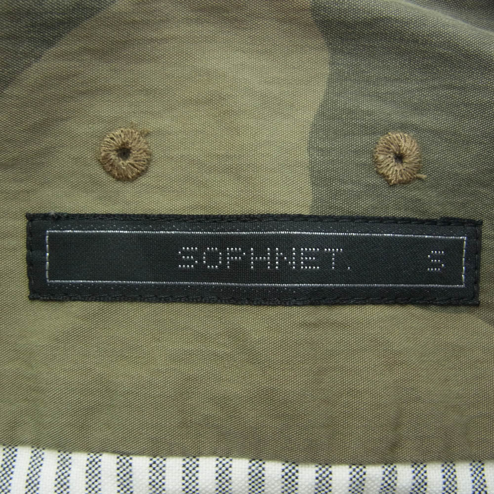 SOPHNET. ソフネット SOPH-112063 CAMOFULAGE PANEL B.D SHIRT カモフラ ストライプ ボタンダウン 長袖シャツ グレー系 S【中古】