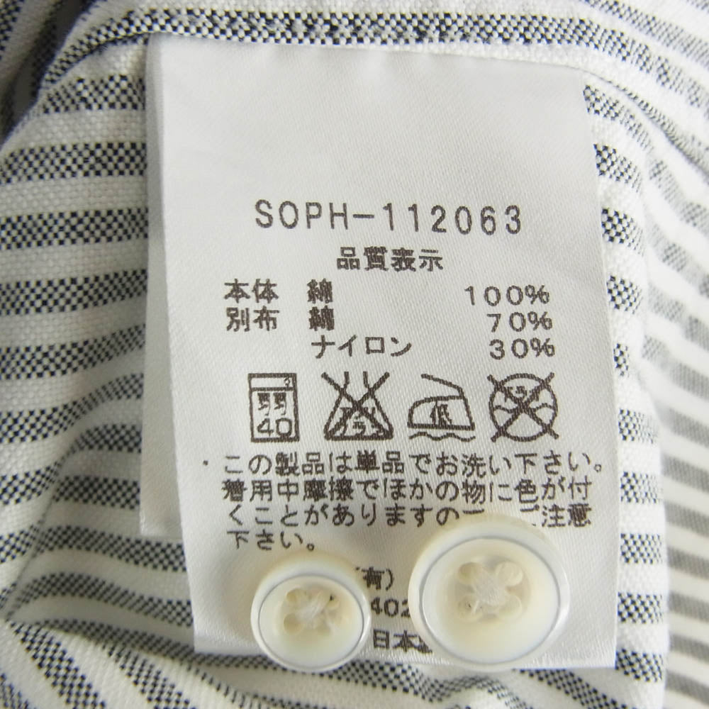 SOPHNET. ソフネット SOPH-112063 CAMOFULAGE PANEL B.D SHIRT カモフラ ストライプ ボタンダウン 長袖シャツ グレー系 S【中古】