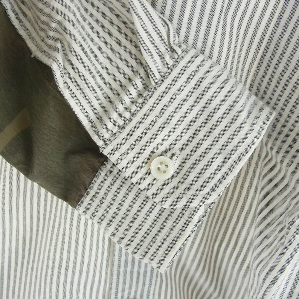 SOPHNET. ソフネット SOPH-112063 CAMOFULAGE PANEL B.D SHIRT カモフラ ストライプ ボタンダウン 長袖シャツ グレー系 S【中古】