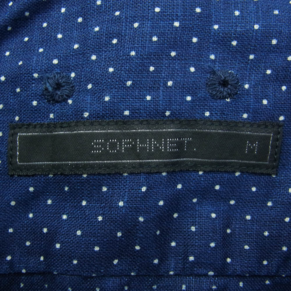 SOPHNET. ソフネット SOPH-140071 インディゴ ドット リネン ボタンダウン 長袖シャツ ネイビー系 ホワイト系 M【中古】