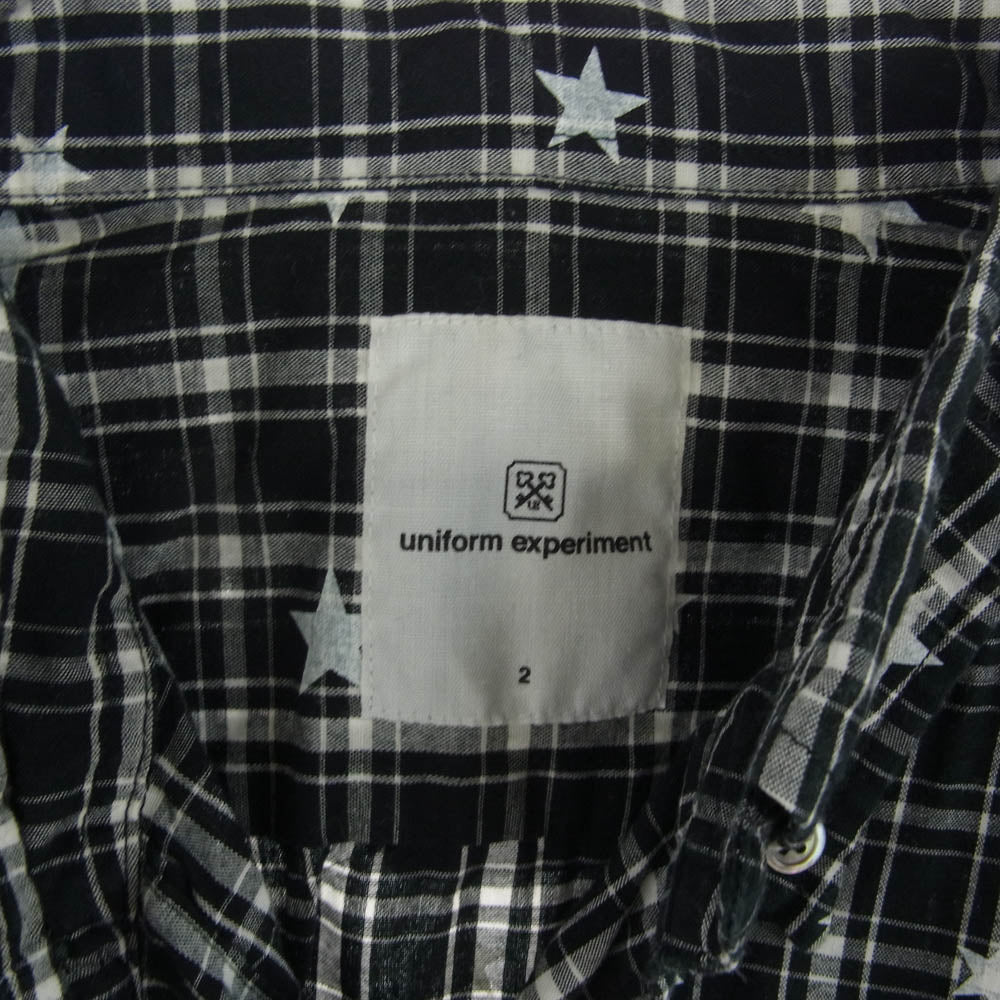 uniform experiment ユニフォームエクスペリメント 15AW UE-156077 STAR PRINT B.D SHIRT スタープリント ボタンダウン 長袖シャツ ブラック系 ホワイト系 2【中古】