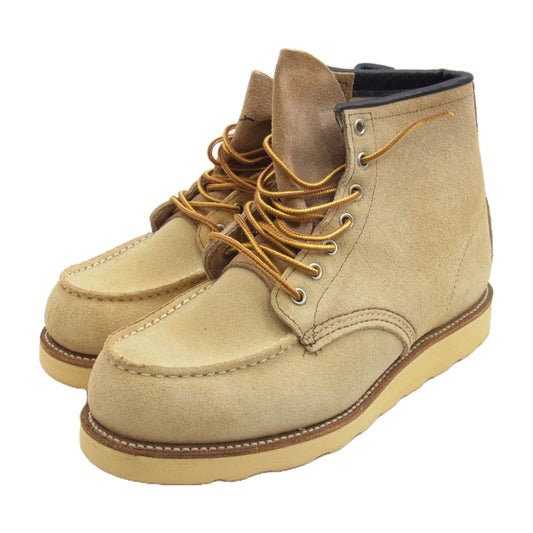 RED WING レッドウィング 8173 四角犬タグ アイリッシュセッター モックトゥ ラフアウト スエード ブーツ ベージュ系 US8.5E【極上美品】【中古】