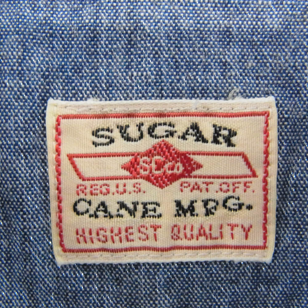 SUGAR CANE シュガーケーン SC27850 BLUE CHAMBRAY WORK SHIRT LONG SLEEVE 3本針巻き 長袖 シャンブレー シャツ ブルー系 L【新古品】【未使用】【中古】