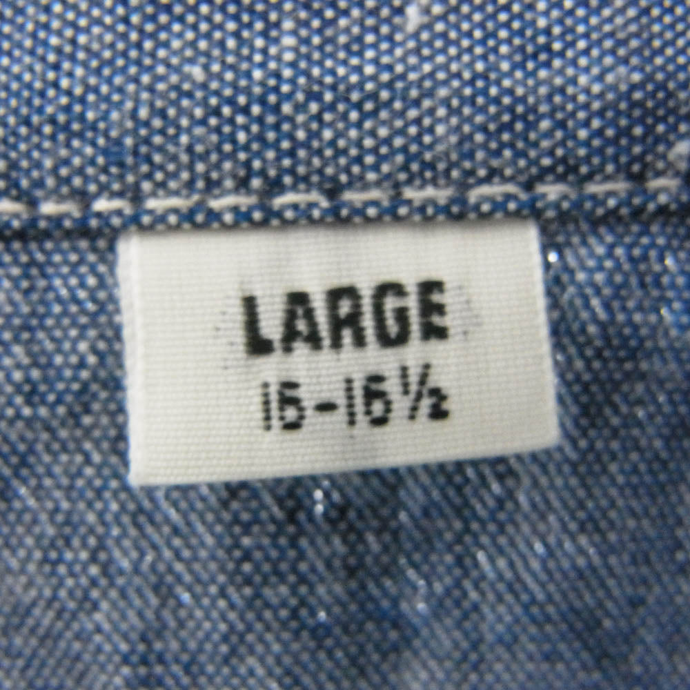SUGAR CANE シュガーケーン SC27850 BLUE CHAMBRAY WORK SHIRT LONG SLEEVE 3本針巻き 長袖 シャンブレー シャツ ブルー系 L【新古品】【未使用】【中古】