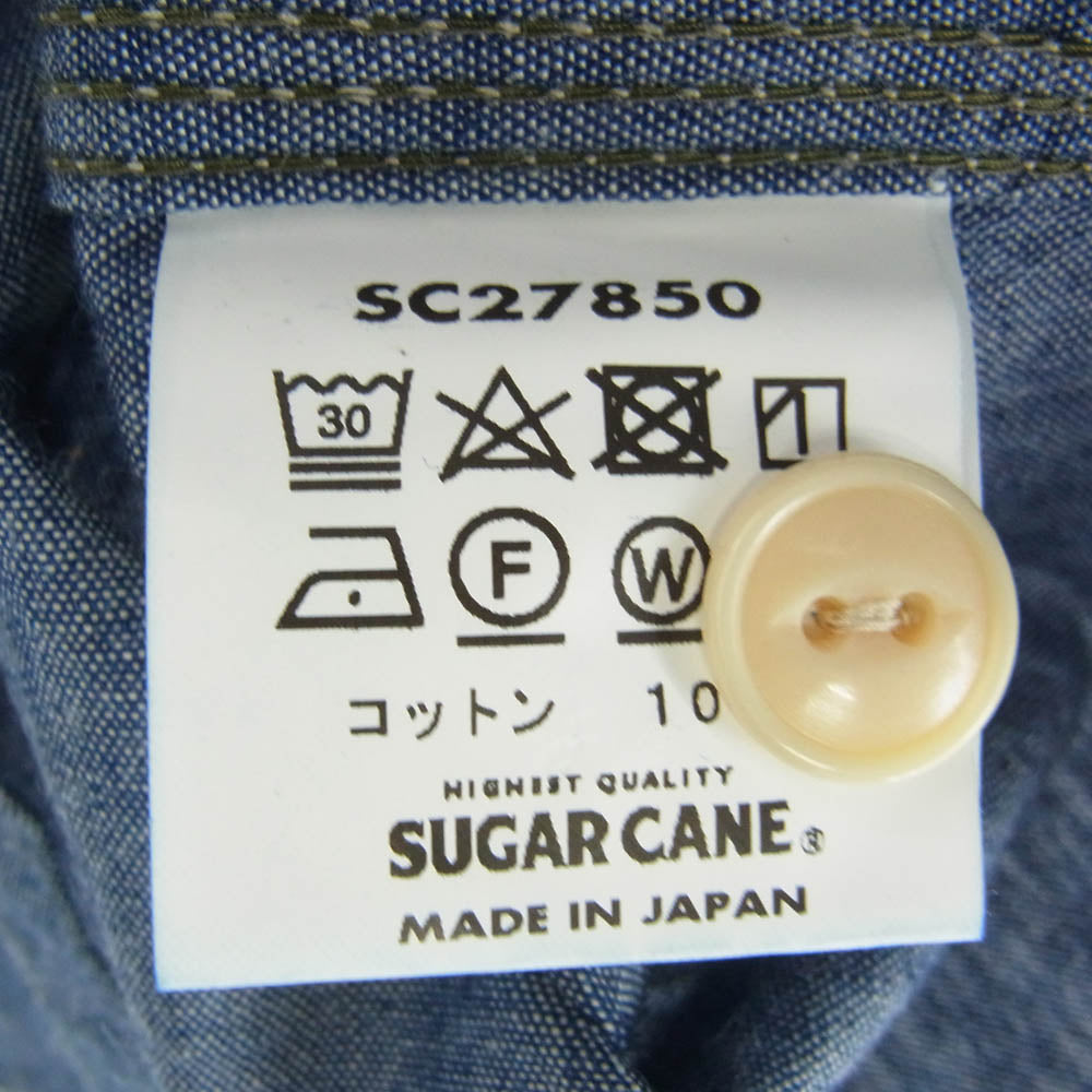 SUGAR CANE シュガーケーン SC27850 BLUE CHAMBRAY WORK SHIRT LONG SLEEVE 3本針巻き 長袖 シャンブレー シャツ ブルー系 L【新古品】【未使用】【中古】