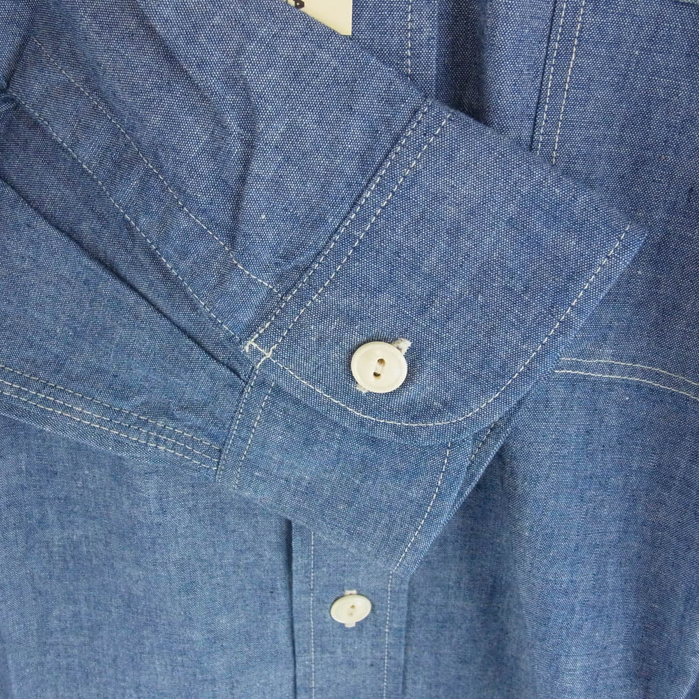SUGAR CANE シュガーケーン SC27850 BLUE CHAMBRAY WORK SHIRT LONG SLEEVE 3本針巻き 長袖 シャンブレー シャツ ブルー系 L【新古品】【未使用】【中古】