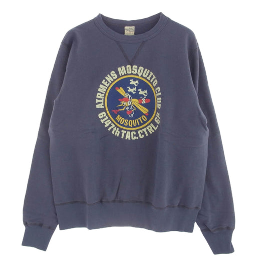 Buzz Rickson's バズリクソンズ BR69290 AIRMENS MOSQUITO CLUB セットインスリーブ クルーネック スウェット ネイビー系 L【新古品】【未使用】【中古】