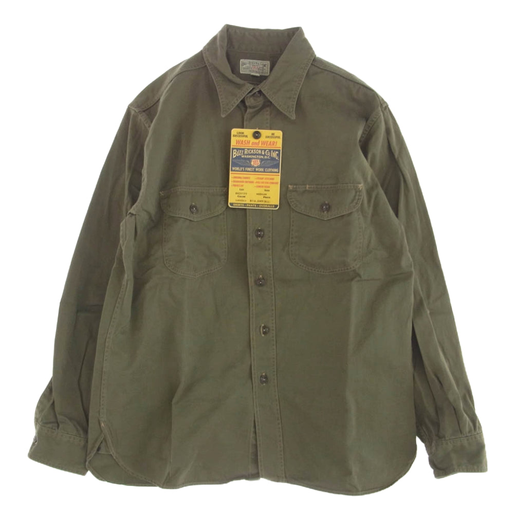 Buzz Rickson's バズリクソンズ BR29174 HERRINGBONE WORK SHIRT オリーブ トップス カジュアルシャツ カーキ系 M【新古品】【未使用】【中古】