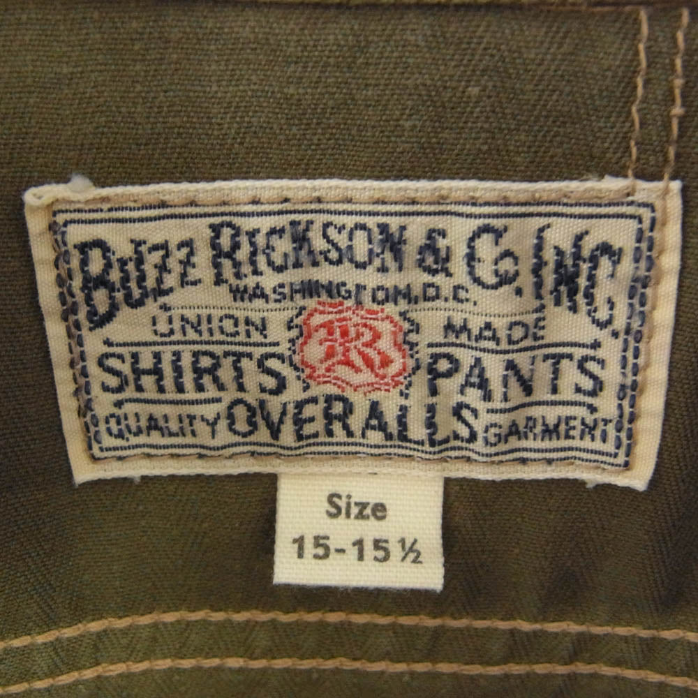 Buzz Rickson's バズリクソンズ BR29174 HERRINGBONE WORK SHIRT オリーブ トップス カジュアルシャツ カーキ系 M【新古品】【未使用】【中古】