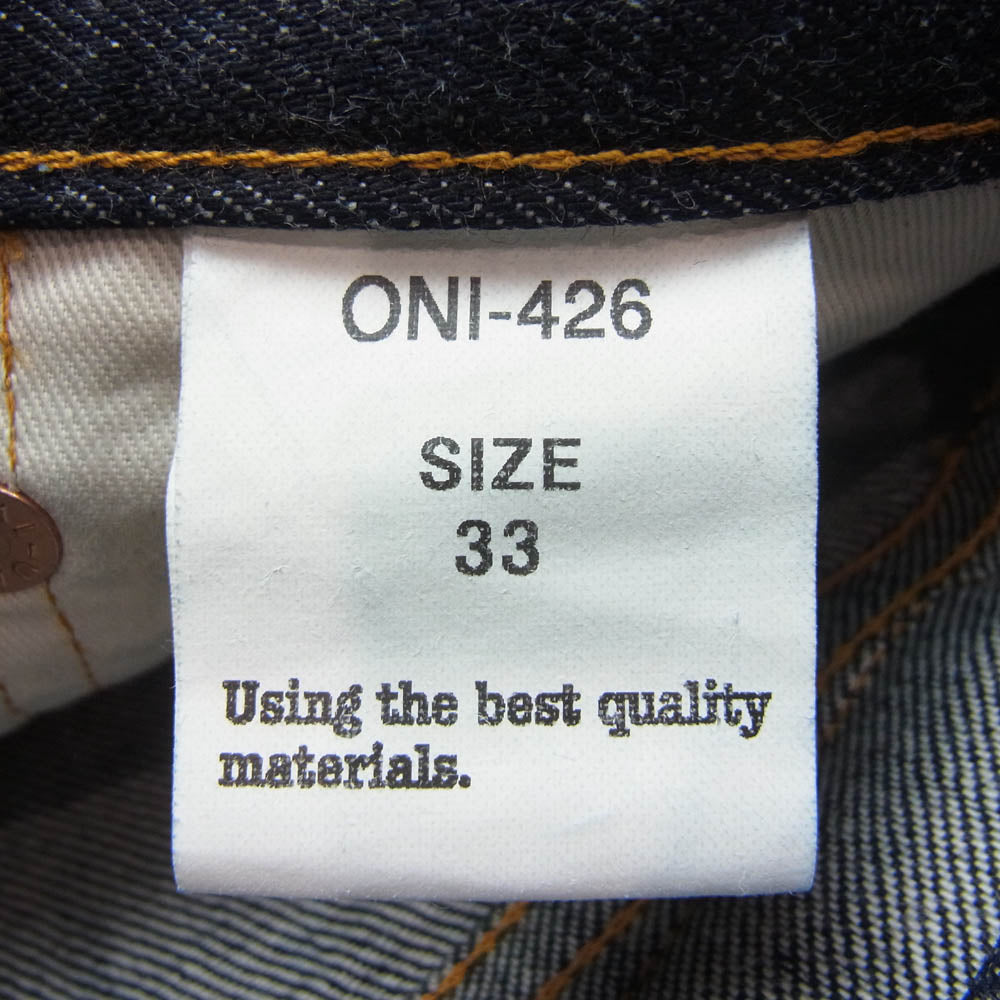 ONI DENIM 鬼デニム ONI-426 Boot Cut13oz. Denim ブーツカット ジーンズ デニム パンツ インディゴブルー系 33【極上美品】【中古】