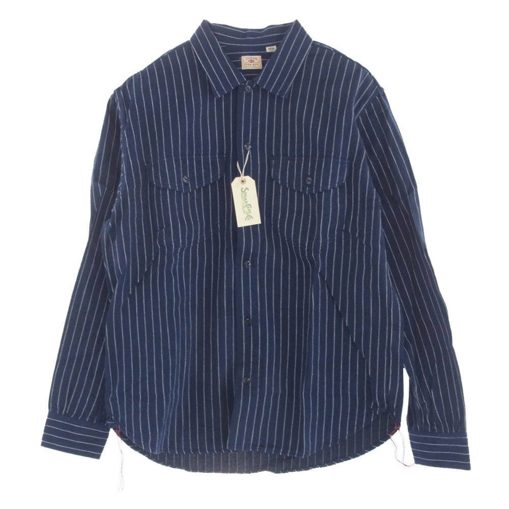 SUGAR CANE シュガーケーン SC28652 COKE STRIPE L/S WORK SHIRT コークストライプ ワーク 長袖 シャツ ダークネイビー系 ホワイト系 M【新古品】【未使用】【中古】