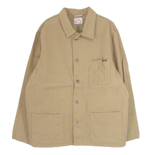ONI DENIM 鬼デニム ONI-03501SVC-KHB 経糸 緯糸先染め 9.5ozセルビッジチノ カバーオール ジャケット ベージュ系 42【極上美品】【中古】