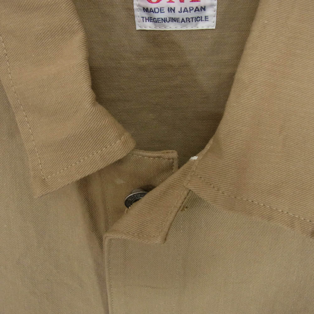 ONI DENIM 鬼デニム ONI-03501SVC-KHB 経糸 緯糸先染め 9.5ozセルビッジチノ カバーオール ジャケット ベージュ系 42【極上美品】【中古】