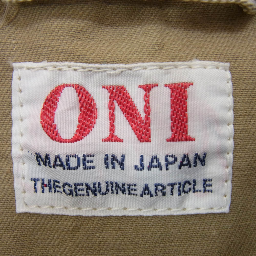 ONI DENIM 鬼デニム ONI-03501SVC-KHB 経糸 緯糸先染め 9.5ozセルビッジチノ カバーオール ジャケット ベージュ系 42【極上美品】【中古】
