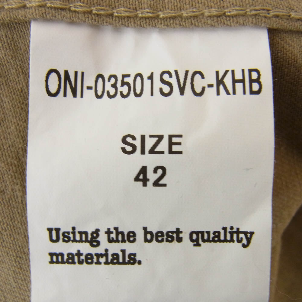 ONI DENIM 鬼デニム ONI-03501SVC-KHB 経糸 緯糸先染め 9.5ozセルビッジチノ カバーオール ジャケット ベージュ系 42【極上美品】【中古】