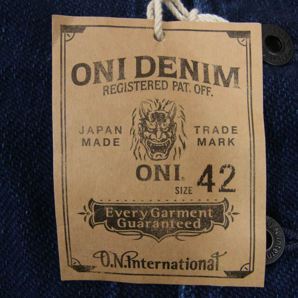ONI DENIM 鬼デニム ONI-05100-3×3 IDT 縦横3本引き揃え インディゴ ツイル バイオ ウォッシュ ベスト インディゴブルー系 42【極上美品】【中古】
