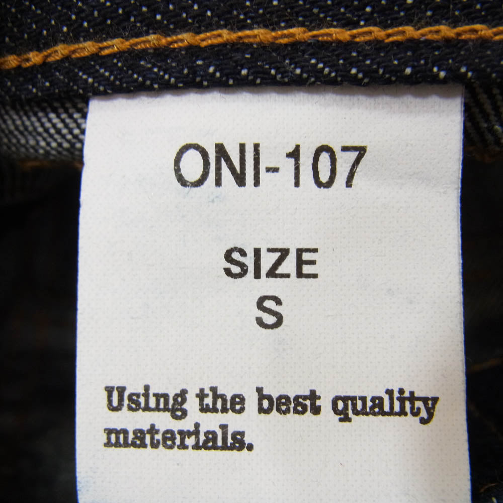 ONI DENIM 鬼デニム ONI-107 Low Tension Denim 15oz Bush Pants ローテンション ボタンフライ デニム ブッシュ パンツ S インディゴブルー系 S【新古品】【未使用】【中古】