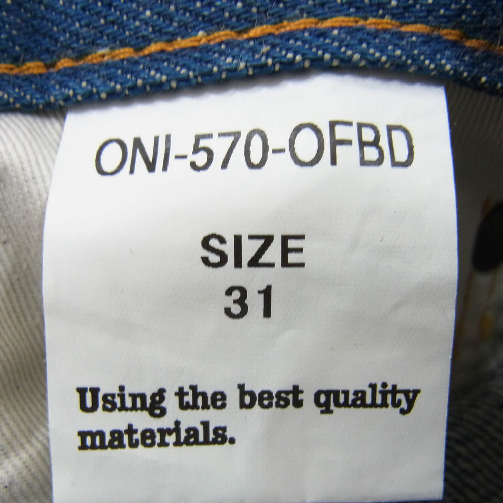 ONI DENIM 鬼デニム ONI-570-OFBD 13.7oz. オールドフェードブルーデニム クラシックストレート ワンウォッシュ デニム パンツ W31 インディゴブルー系 31【極上美品】【中古】