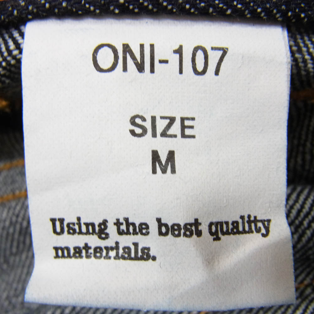 ONI DENIM 鬼デニム ONI-107 Low Tension Denim 15oz Bush Pants ローテンション ボタンフライ デニム ブッシュ パンツ M インディゴブルー系 M【新古品】【未使用】【中古】