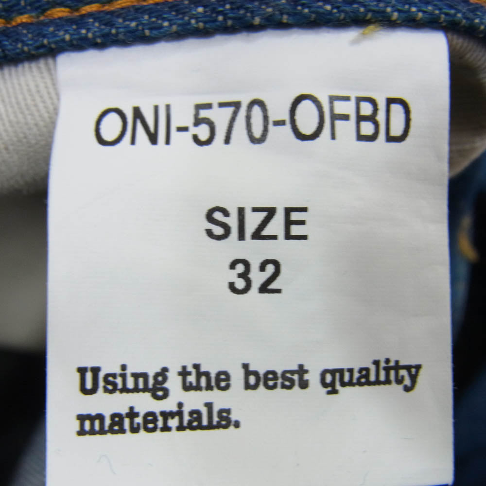 ONI DENIM 鬼デニム ONI-570-OFBD 13.7oz. オールドフェードブルーデニム クラシックストレート ワンウォッシュ デニム パンツ W32 インディゴブルー系 32【極上美品】【中古】